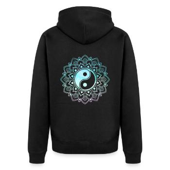 Yin Yang Lotus Mandala Maître Spirituel Reiki - Veste à capuche bio Premium Unisexe - noir - Dos - Nico (187cm)