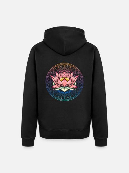 Lotus Mandala Spirituel Reiki Master Yoga - Premium økologisk unisex-hættejakke - sort