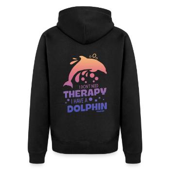 Delfin Delfinschule Säugetier Meer Delfinarium - Unisex Premium Bio Zip Hoodie - Schwarz - Hinten - Nico (187cm)