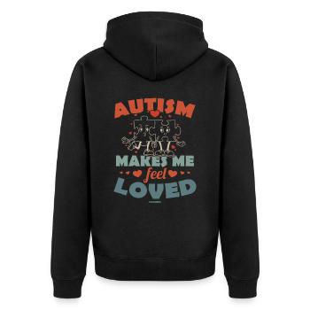 Autisme - Je me sens aimé - Veste à capuche bio Premium Unisexe - noir - Dos - Nico (187cm)