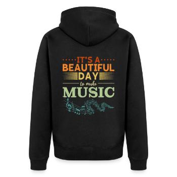 Musiklehrer Sänger Musikant Musikliebhaber - Unisex Premium Bio Zip Hoodie - Schwarz - Hinten - Nico (187cm)