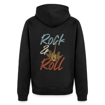 Retro Rock and Roll Musician Guitarist - Unisex Premium Organic Zip Hoodie - black - Back - Nico (187cm)