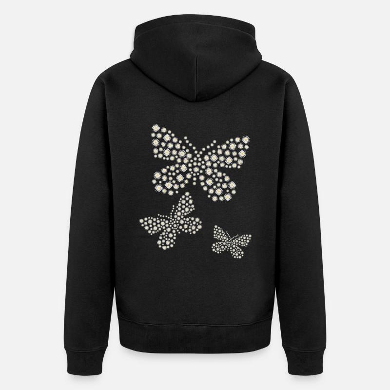 Marguerite Papillon Fleur Mignonne - Veste à capuche bio Premium Unisexe - noir