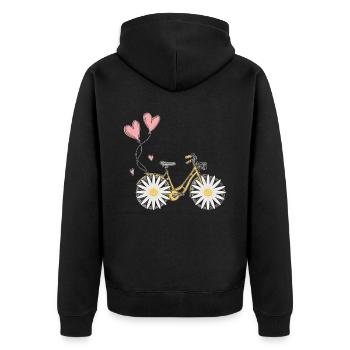 Daisy Bike Women Flower Bicycle Garden - Unisex Premium Organic Zip Hoodie - black - Back - Nico (187cm)