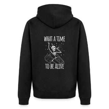 Party Skeleton Coffin Best Time To Be Alive - Unisex Premium Organic Zip Hoodie - black - Back - Nico (187cm)