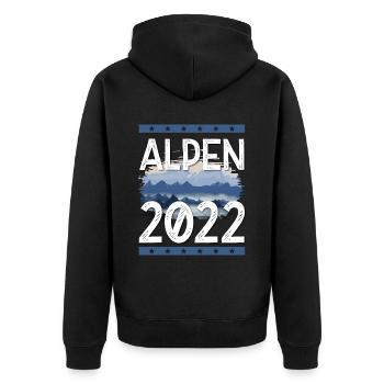 Alpen 2022 - Unisex Premium Bio Zip Hoodie - Schwarz - Hinten - Nico (187cm)