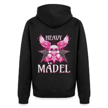 Biker Rocker Frau, Heavy Rock, Punk Mädel, Hard - Unisex Premium Bio Zip Hoodie - Schwarz - Hinten - Nico (187cm)