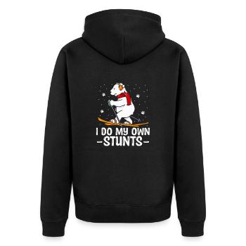 Skifahrer Ski Fahren Winter Schnee Bär Spruch - Unisex Premium Bio Zip Hoodie - Schwarz - Hinten - Nico (187cm)