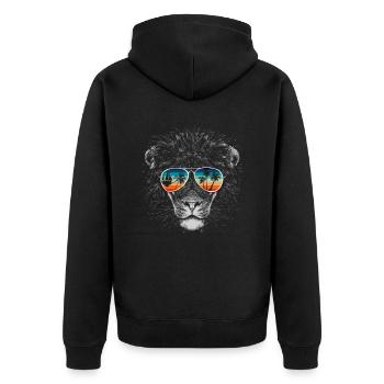 Lion with cool sunglasses for holidaymakers - Unisex Premium Organic Zip Hoodie - black - Back - Nico (187cm)