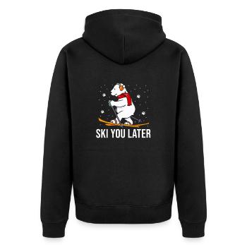Skifahrer Ski Fahren Winter Schnee Bär Spruch - Unisex Premium Bio Zip Hoodie - Schwarz - Hinten - Nico (187cm)