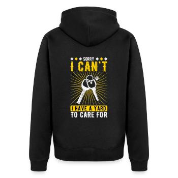 Hauskäufer Einweihungsparty I Cant I Have A Yard - Unisex Premium Bio Zip Hoodie - Schwarz - Hinten - Nico (187cm)