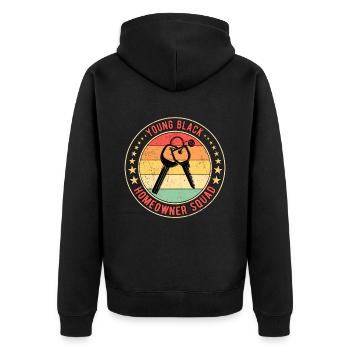 Hauskäufer Einweihungsparty Young Black Houseowner - Unisex Premium Bio Zip Hoodie - Schwarz - Hinten - Nico (187cm)