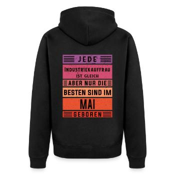 Kaufmann Geburtstag Mai geboren Industriekauffrau - Unisex Premium Bio Zip Hoodie - Schwarz - Hinten - Nico (187cm)