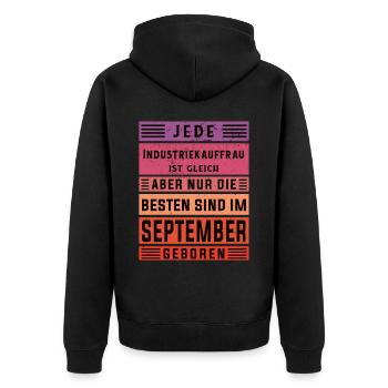 Kaufmann Geburtstag September geboren - Unisex Premium Bio Zip Hoodie - Schwarz - Hinten - Nico (187cm)