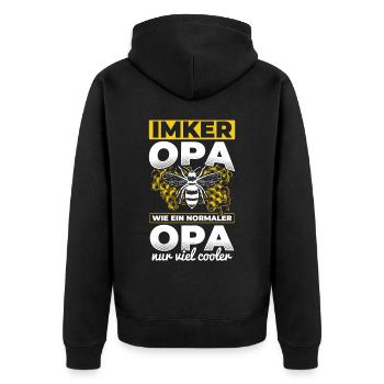 Imker Opa, wie ein normaler Opa nur viel cooler - - Unisex Premium Bio Zip Hoodie - Schwarz - Hinten - Nico (187cm)