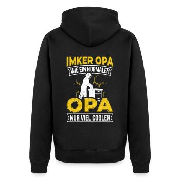 Bienen Imker Opa, wie ein normaler Opa nur viel co - Unisex Premium Bio Zip Hoodie - Schwarz - Hinten - Nico (187cm)