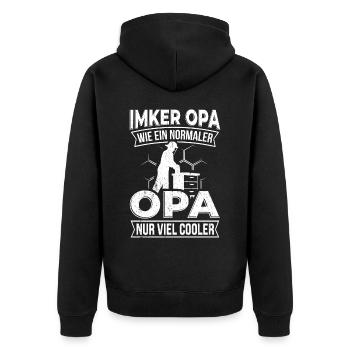 Imker Opa, wie ein normaler Opa nur viel cooler - - Unisex Premium Bio Zip Hoodie - Schwarz - Hinten - Nico (187cm)