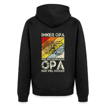 Bienen Imker Opa, wie ein normaler Opa nur viel co - Unisex Premium Bio Zip Hoodie - Schwarz - Hinten - Nico (187cm)