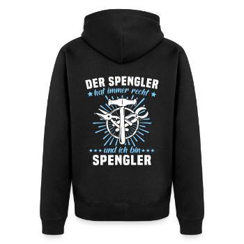 Spengler Sprüche Bauspengler - Unisex Premium Bio Zip Hoodie - Schwarz - Hinten - Nico (187cm)