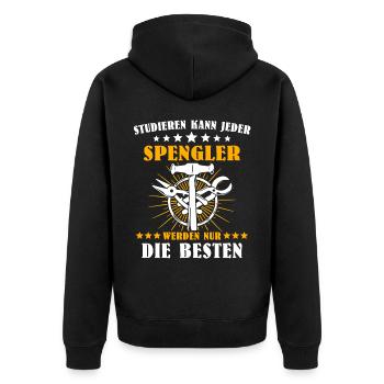 Spengler Sprüche Bauspengler - Unisex Premium Bio Zip Hoodie - Schwarz - Hinten - Nico (187cm)