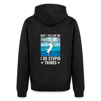 Bungee Jumping - Unisex Premium Bio Zip Hoodie - Schwarz - Hinten - Nico (187cm)