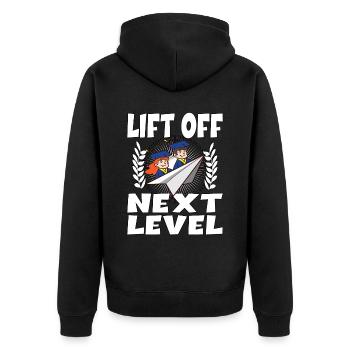 Schule Studuim Abschlussfeier Bestanden - Unisex Premium Bio Zip Hoodie - Schwarz - Hinten - Nico (187cm)