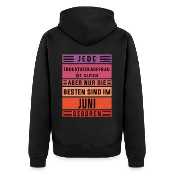 Kaufmann Geburtstag Juni geboren Industriekauffrau - Unisex Premium Bio Zip Hoodie - Schwarz - Hinten - Nico (187cm)
