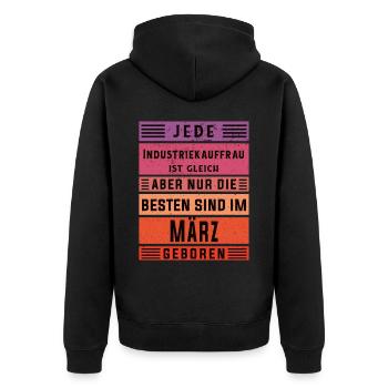 Kaufmann Geburtstag März geboren Industriekauffrau - Unisex Premium Bio Zip Hoodie - Schwarz - Hinten - Nico (187cm)