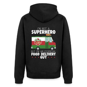 I'm An Essential Food Delivery Guy Courier - Unisex Premium Organic Zip Hoodie - black - Back - Nico (187cm)