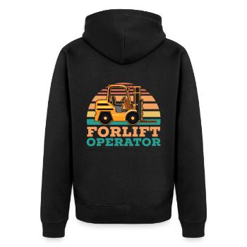 Gabelstaplerfahrer Job Beruf Lagerarbeiter - Unisex Premium Bio Zip Hoodie - Schwarz - Hinten - Nico (187cm)