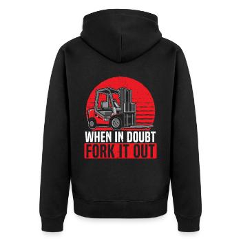 Im Zweifelsfall Gabelstapler-Bediener Arbeiter - Unisex Premium Bio Zip Hoodie - Schwarz - Hinten - Nico (187cm)
