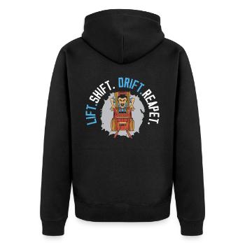 Lift Shift Drift Repeat Gabelstapler Fahrer Lager - Unisex Premium Bio Zip Hoodie - Schwarz - Hinten - Nico (187cm)