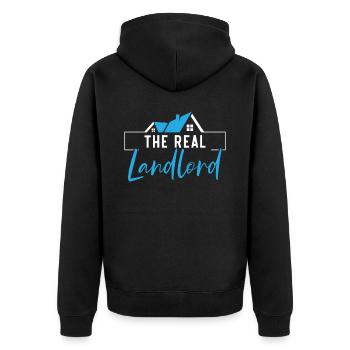 Der wahre Vermieter Hausbesitzer Einweihungsparty - Unisex Premium Bio Zip Hoodie - Schwarz - Hinten - Nico (187cm)