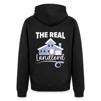 Der wahre Vermieter Hausbesitzer Einweihungsparty - Unisex Premium Bio Zip Hoodie - Schwarz - Hinten - Nico (187cm)