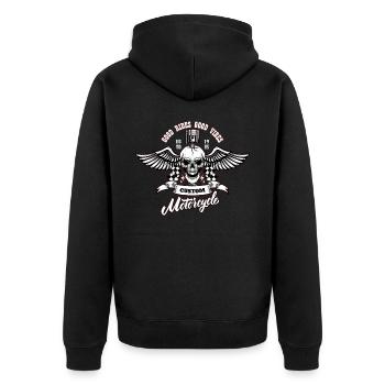 Motorrad Motorradfahrer Biker Feuerstuhl Biken - Unisex Premium Bio Zip Hoodie - Schwarz - Hinten - Nico (187cm)