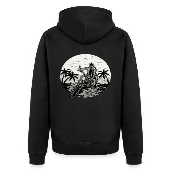 Motorrad Motorradfahrer Biker Feuerstuhl Biken - Unisex Premium Bio Zip Hoodie - Schwarz - Hinten - Nico (187cm)