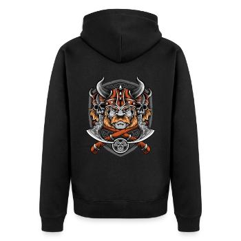 Odin Wikinger Valhalla Vikinger Hammer Thor Odin - Unisex Premium Bio Zip Hoodie - Schwarz - Hinten - Nico (187cm)