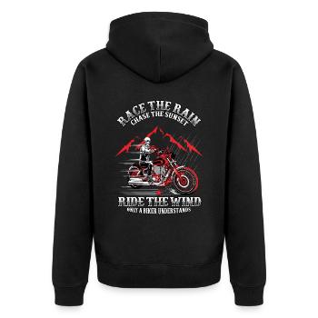 Motorrad Motorradfahrer Biker Feuerstuhl Biken - Unisex Premium Bio Zip Hoodie - Schwarz - Hinten - Nico (187cm)