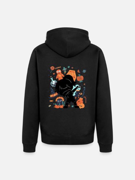 Drôle de fille Silhouette effrayante - Veste à capuche bio Premium Unisexe - noir