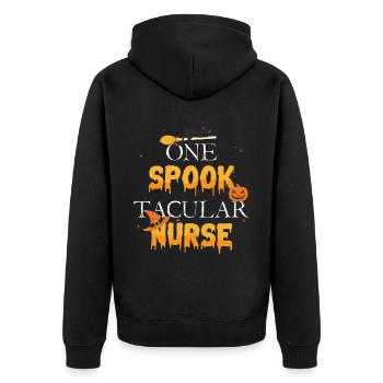 Ein Spook Tacular Schwester Spooky Halloween - Unisex Premium Bio Zip Hoodie - Schwarz - Hinten - Nico (187cm)