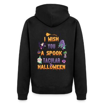 Ich Wünsche Ihnen Ein Gespenstisches Halloweenfest - Unisex Premium Bio Zip Hoodie - Schwarz - Hinten - Nico (187cm)