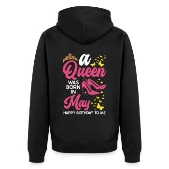 A queen was born in May All the best to - Unisex Premium Organic Zip Hoodie - black - Back - Nico (187cm)