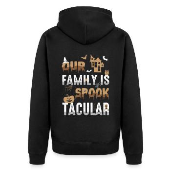 Unsere Familie Ist Spook Tacular Spooky Halloween - Unisex Premium Bio Zip Hoodie - Schwarz - Hinten - Nico (187cm)
