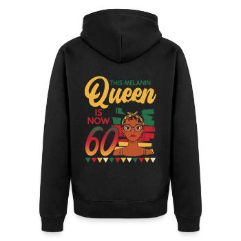 Cette reine de mélanine a maintenant 60 ans, 60 ans - Veste à capuche bio Premium Unisexe - noir - Dos - Nico (187cm)
