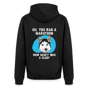 Mush Mushing Schlitten Hund Schlitten Musher Huskie - Unisex Premium Bio Zip Hoodie - Schwarz - Hinten - Nico (187cm)
