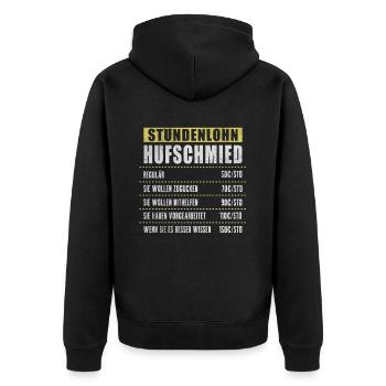 Stundenlohn Hufschmied - Unisex Premium Bio Zip Hoodie - Schwarz - Hinten - Nico (187cm)