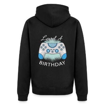 Niveau 4 Cadeau d’anniversaire de jeu - Veste à capuche bio Premium Unisexe - noir - Dos - Nico (187cm)