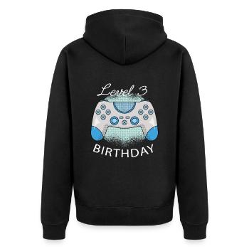 Niveau 3 Cadeau d’anniversaire de jeu - Veste à capuche bio Premium Unisexe - noir - Dos - Nico (187cm)