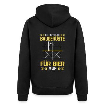 Baugerüste Aufstellen Bier Baustelle Handwerker - Unisex Premium Bio Zip Hoodie - Schwarz - Hinten - Nico (187cm)