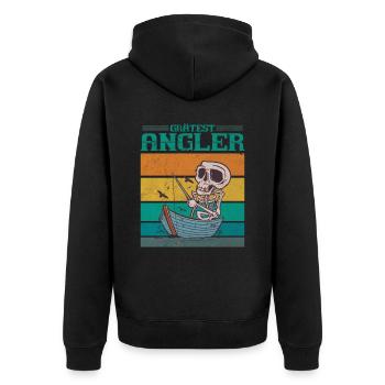 Grätest Angler Lustiges Angelliebhaber Wortspiel - Unisex Premium Bio Zip Hoodie - Schwarz - Hinten - Nico (187cm)